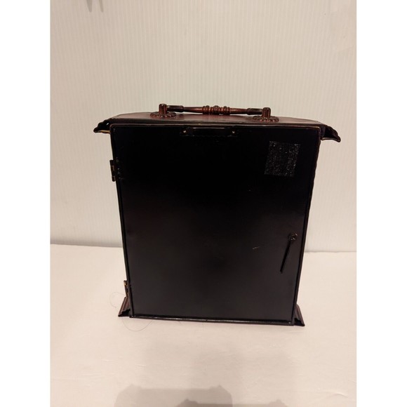 All Metal Handle Mantel Clock Safari  Wood design Back Secret Compartment Door - Picture 6 of 12